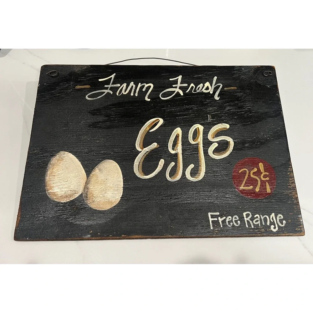 Rustic Hand Painted Wooden Farm Fresh Eggs Sign 25 Cents Free Range CountryDecor